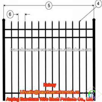 Plastic spraying zinc steel fence three beam type privacy and security Wrought iron fence